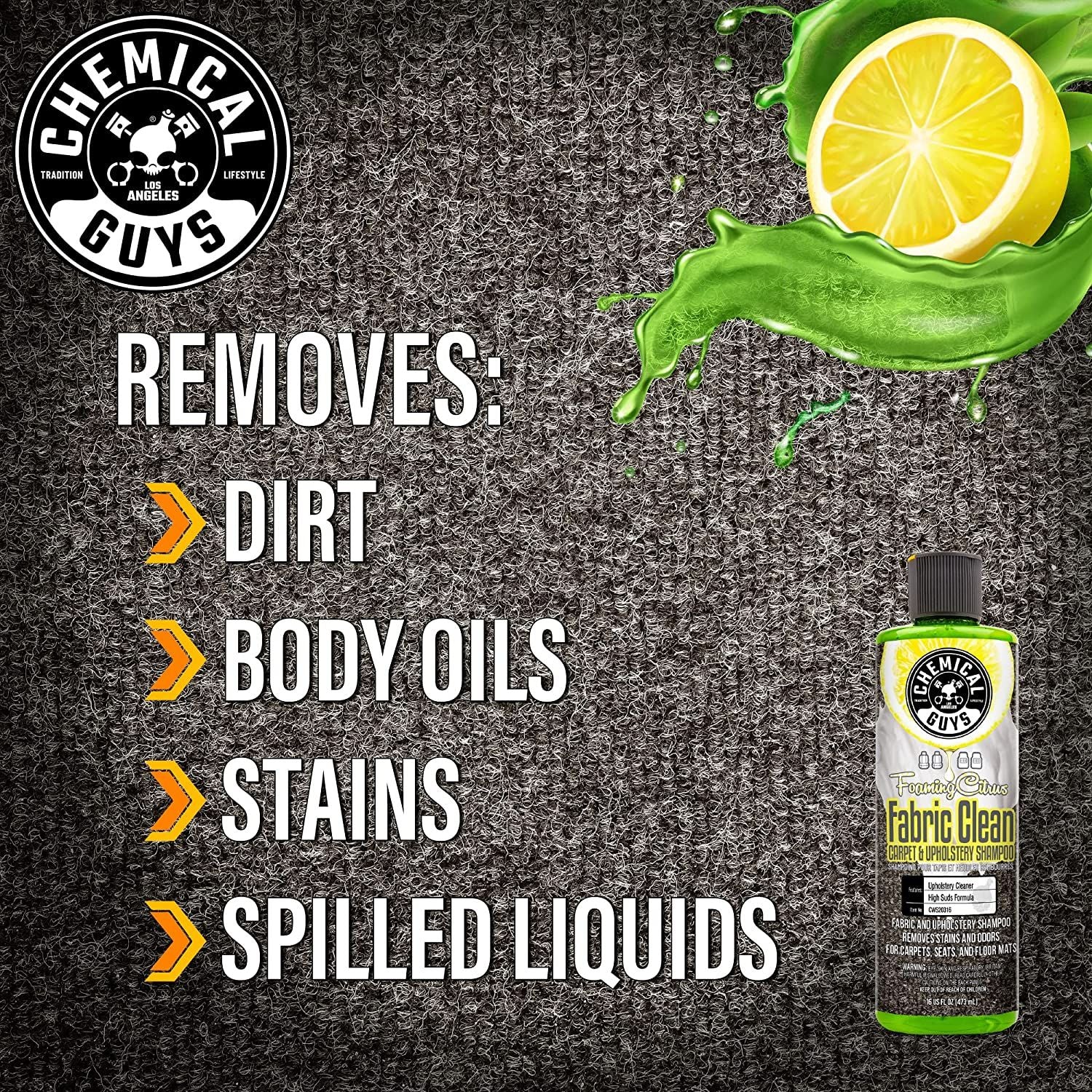Chemical Guys Foaming Citrus Fabric & Upholstery Cleaner 473ml (16oz) - Image 4