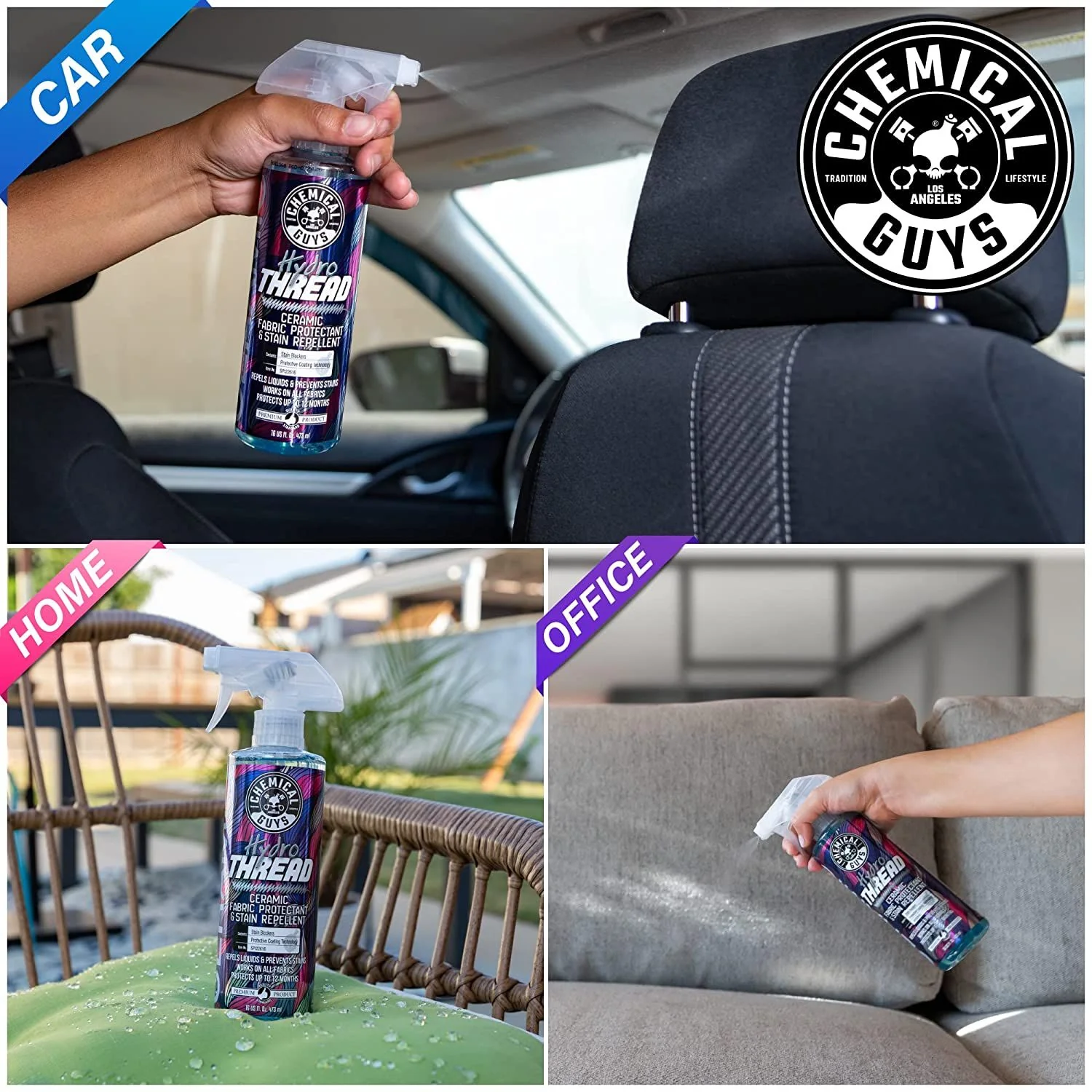 Chemical Guys HydroThread Ceramic Fabric Protectant & Stain Repelent 473ml (16oz) - Image 5